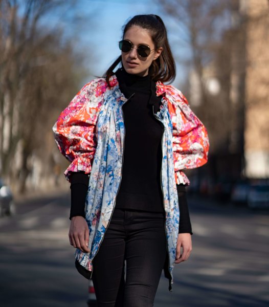 Oversized Floral Bomber